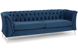 Pikowana sofa 2,5 osobowa Chesterfield - ciemnoniebieski