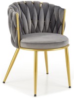 Krzesło glamour plecione oparcie K517 - popielaty