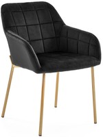 Krzesło fotelowe tapicerowane K306 - czarne / złote nogi