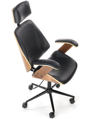 Fotel biurowy skórzany IGNAZIO - czarny