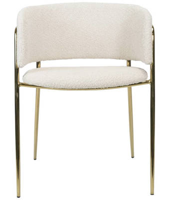 Krzesło tapicerowane boucle glamour EVIA TEDDY - kremowy