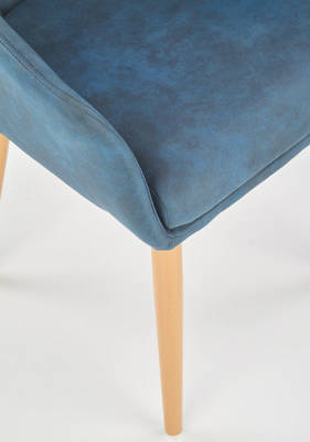 Krzesło tapicerowane fotel do jadalni skóra - granatowy