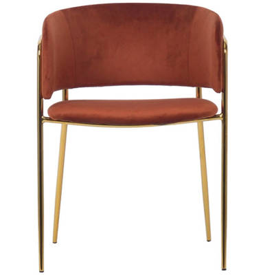 Krzesło tapicerowane glamour złote nogi EVIA - rudy