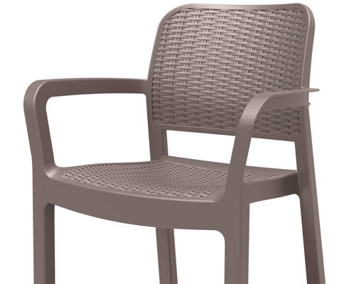 Meble ogrodowe 6-osobowe krzesła BELLA + stół MELODY - cappuccino