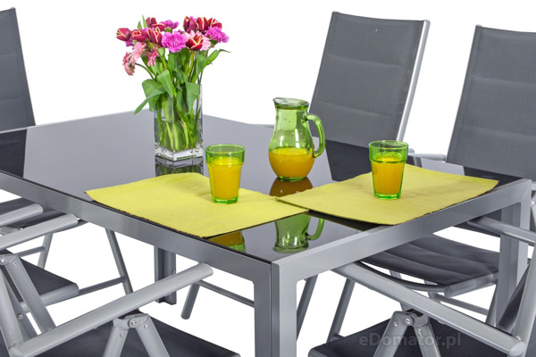 Meble ogrodowe składane aluminiowe WENECJA Stół i 6 krzeseł - Srebrne