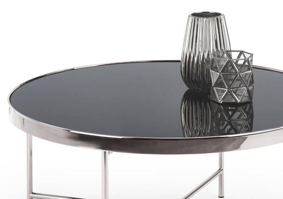 Niski stolik MORIA w stylu glamour srebro / czarny 