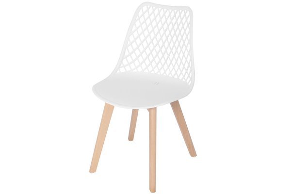 Nowoczesne ażurowe krzesło do jadalni NICEA - białe