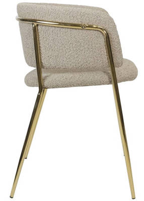 Nowoczesne krzesło tapicerowane boucle glamour EVIA TEDDY - beżowy