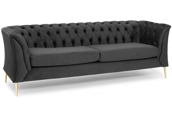 Pikowana sofa 2,5 osobowa Chesterfield - grafitowy