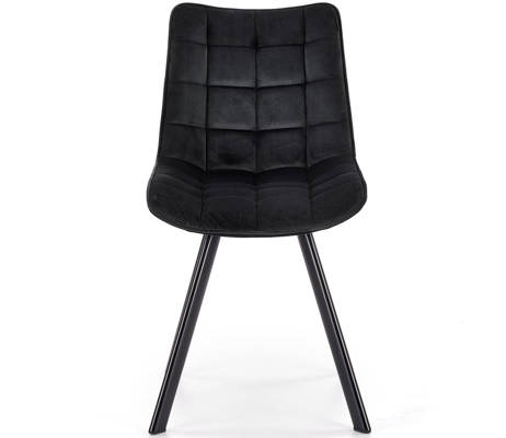 Pikowane welurowe krzesło na czarnych nogach - czarny
