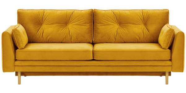 Sofa rozkładana z funkcją spania -  musztardowa