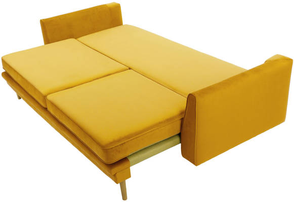 Sofa rozkładana z funkcją spania -  musztardowa