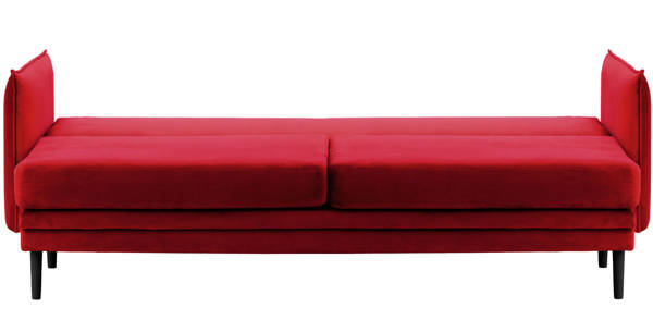 Stylowa sofa rozkładana z pojemnikiem na pościel - czerwony