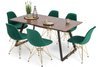 Stół PORTLAND (200/160x90) i 6 krzeseł VIOLET - zestaw do salonu - brąz + zielony