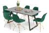 Stół PORTLAND (200/160x90) i 6 krzeseł VIOLET - zestaw do salonu - szary + zielony
